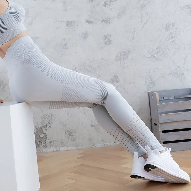 Hollow Cut Out Women High Waist Compression Active wear Comfortable Leggings For Women Yoga