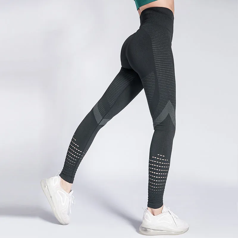 Hollow Cut Out Women High Waist Compression Active wear Comfortable Leggings For Women Yoga