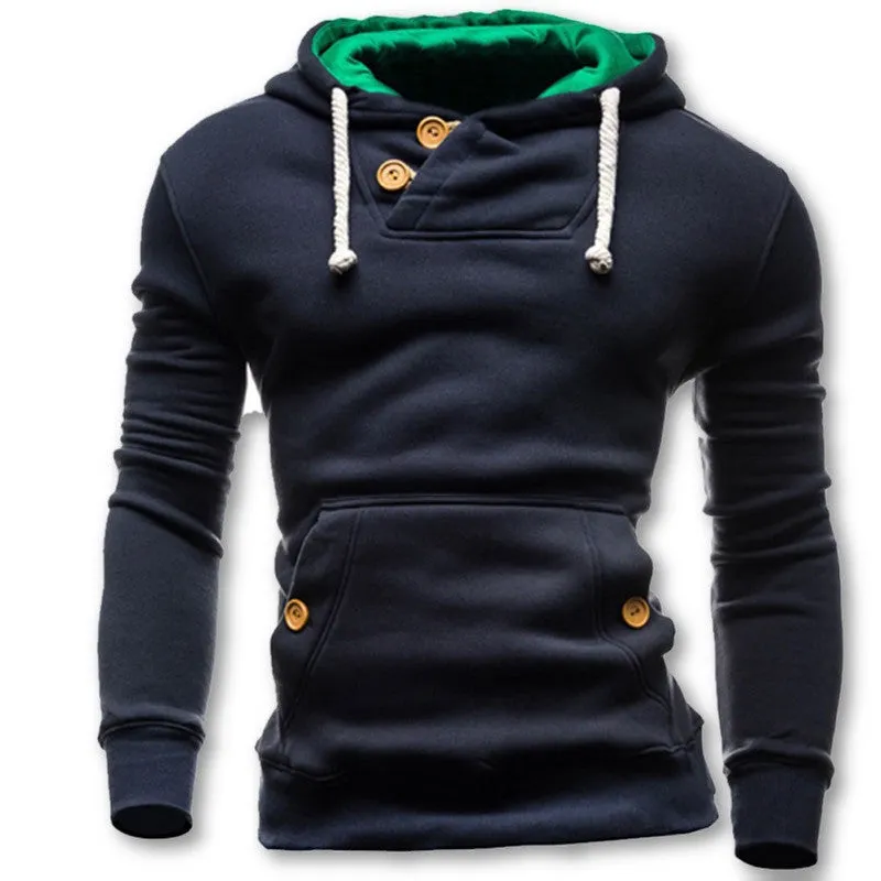 Hoodies Men Hip Hop Mens Brand Double Pocket Long Sleeve Hoodie Sweatshirt Suit Slim Fit Men Hoody