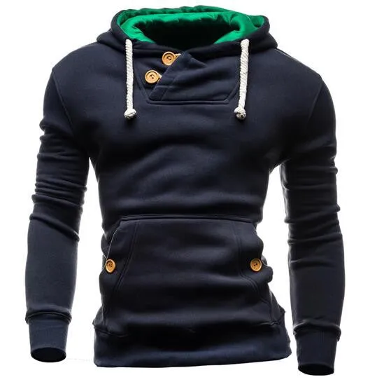 Hoodies Men Hip Hop Mens Brand Double Pocket Long Sleeve Hoodie Sweatshirt Suit Slim Fit Men Hoody