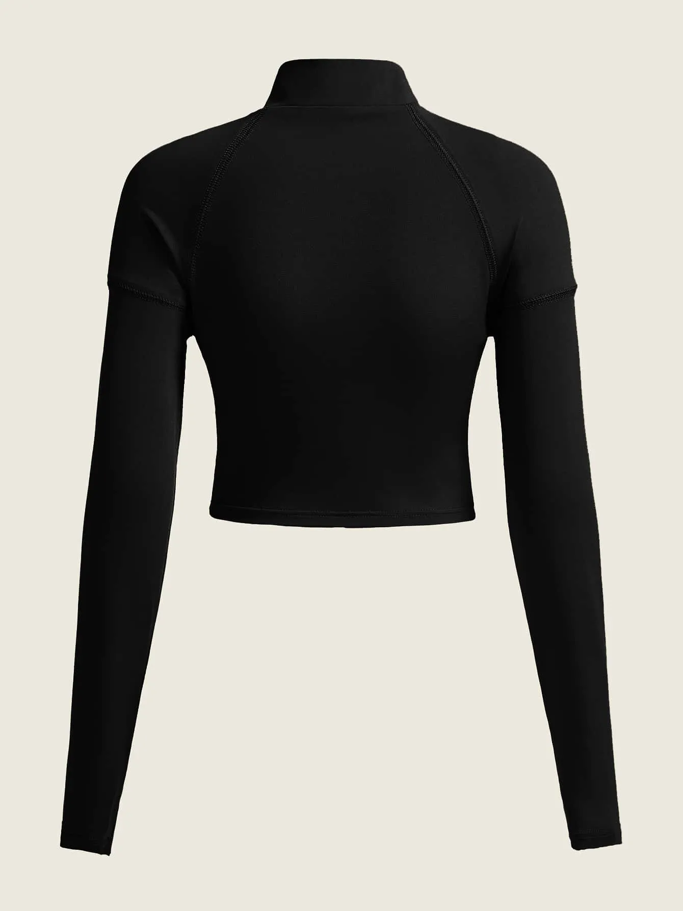 ICON Bikercore Letter Patched Detail Raglan Sleeve Mock Neck Crop Tee