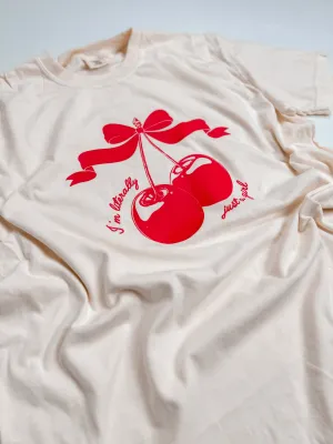 I'm Literally Just A Girl Cherries Graphic Tee