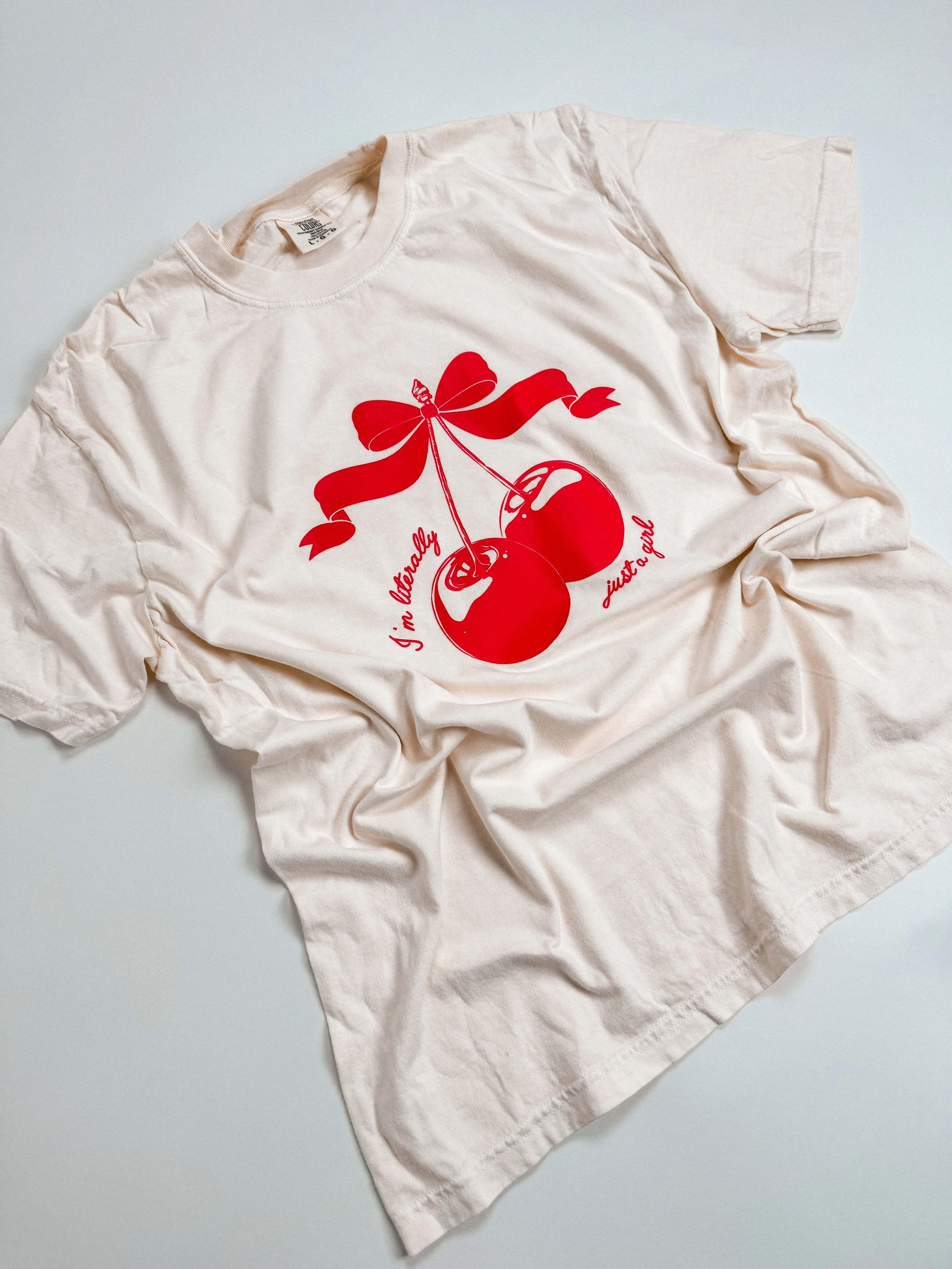 I'm Literally Just A Girl Cherries Graphic Tee