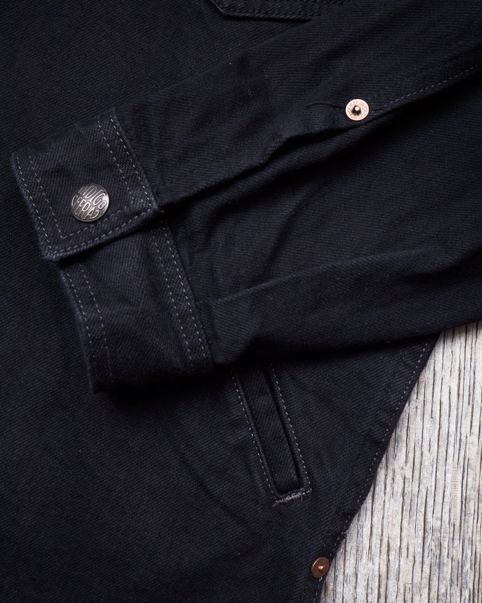 Indigofera Fargo Trucker Jacket Gunpowder Rinsed