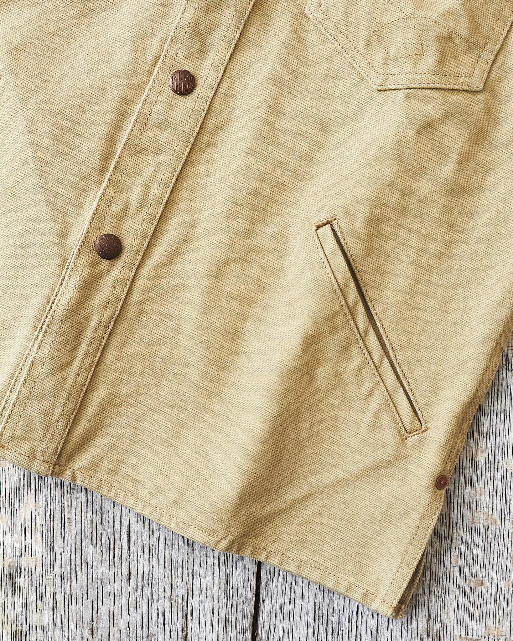 Indigofera Fargo Trucker Jacket Smithson Canvas Light Beige