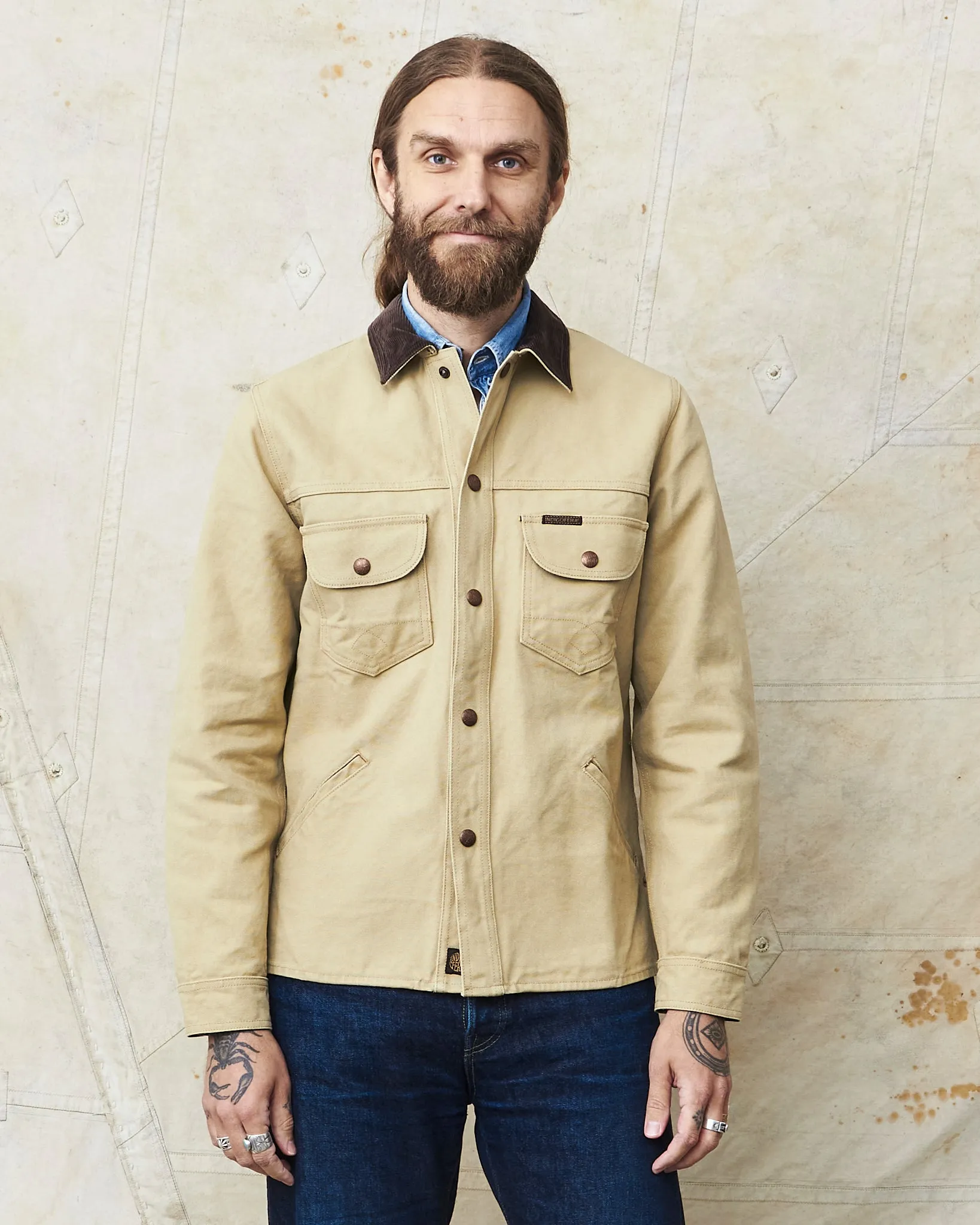 Indigofera Fargo Trucker Jacket Smithson Canvas Light Beige