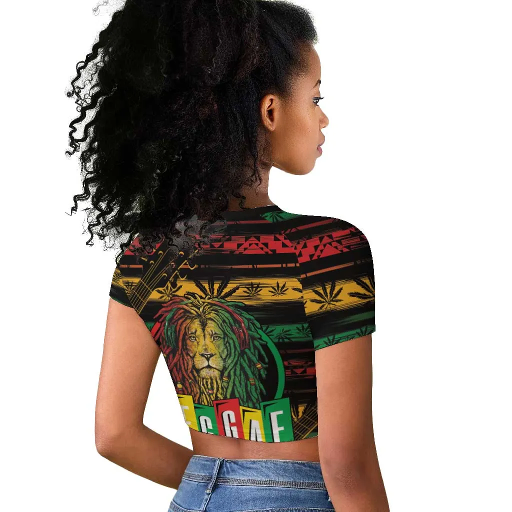 International Reggae Day Raglan Cropped T shirt Rastafarian Lion Legend of Reggae LT01