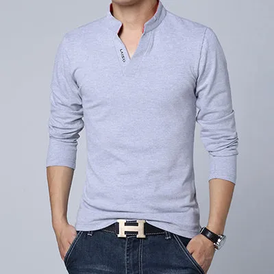 iSurvivor Men T shirts Long Sleeves Men T Shirts Cotton Casual 2018 Fashion Solid Men V Neck Slim Fitness T shirts Plus Size 5XL