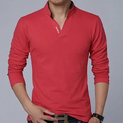 iSurvivor Men T shirts Long Sleeves Men T Shirts Cotton Casual 2018 Fashion Solid Men V Neck Slim Fitness T shirts Plus Size 5XL