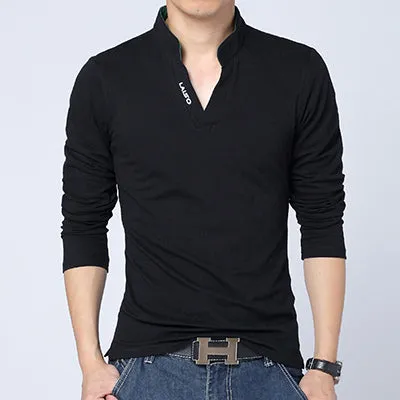 iSurvivor Men T shirts Long Sleeves Men T Shirts Cotton Casual 2018 Fashion Solid Men V Neck Slim Fitness T shirts Plus Size 5XL