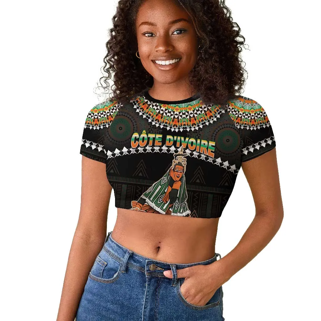 Ivory Coast Festival Of Masks Raglan Cropped T shirt Traditional Zaouli Dance LT05