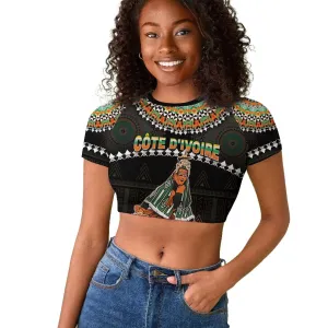 Ivory Coast Festival Of Masks Raglan Cropped T shirt Traditional Zaouli Dance LT05
