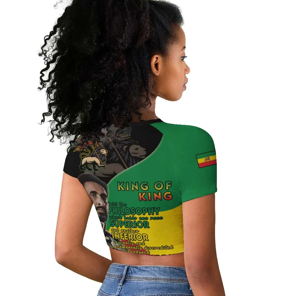 Jah Rastafari Raglan Cropped T shirt Haile Selassie LT15