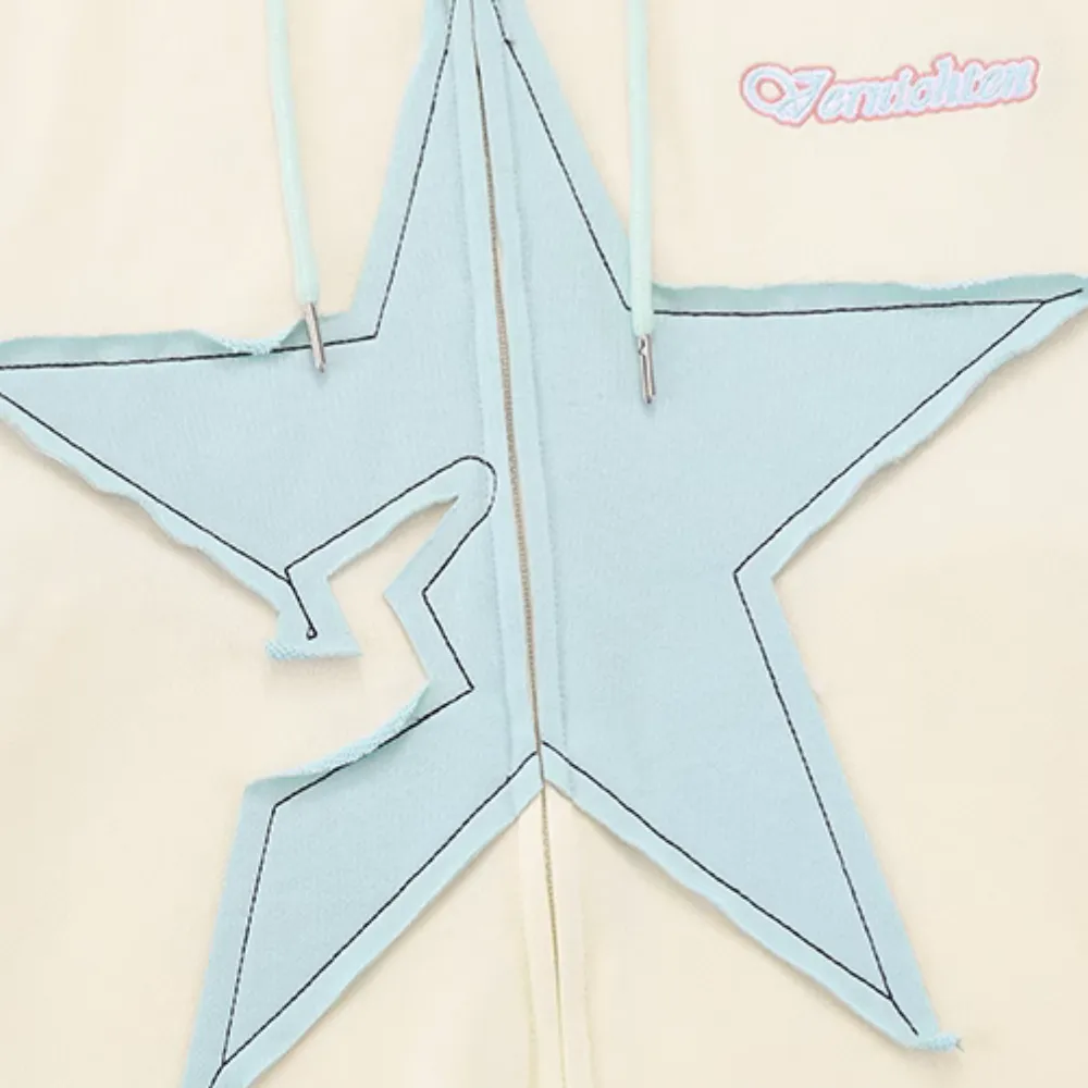 Japanese Bold Contrasting Star Hoodie