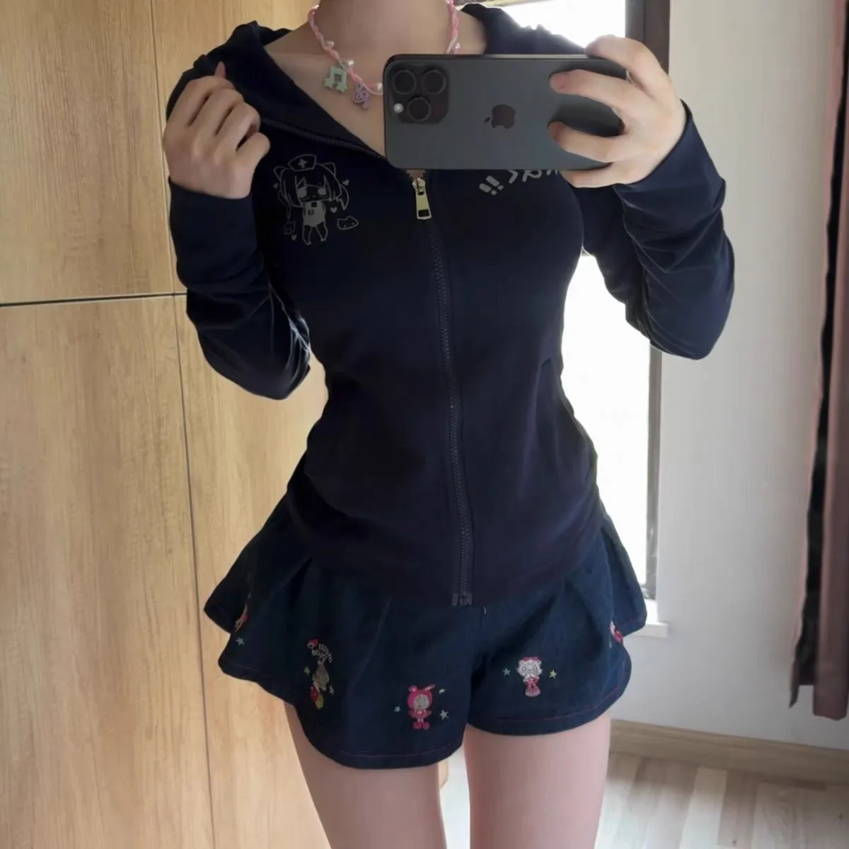 JazzHer Hoodies Zip Up Hooded Women Clothing Slim Oversized Tops Punk Sexy Casual Korea Sweatshirt Gothic Kawaii Sweet Girl Coat Y2k Top