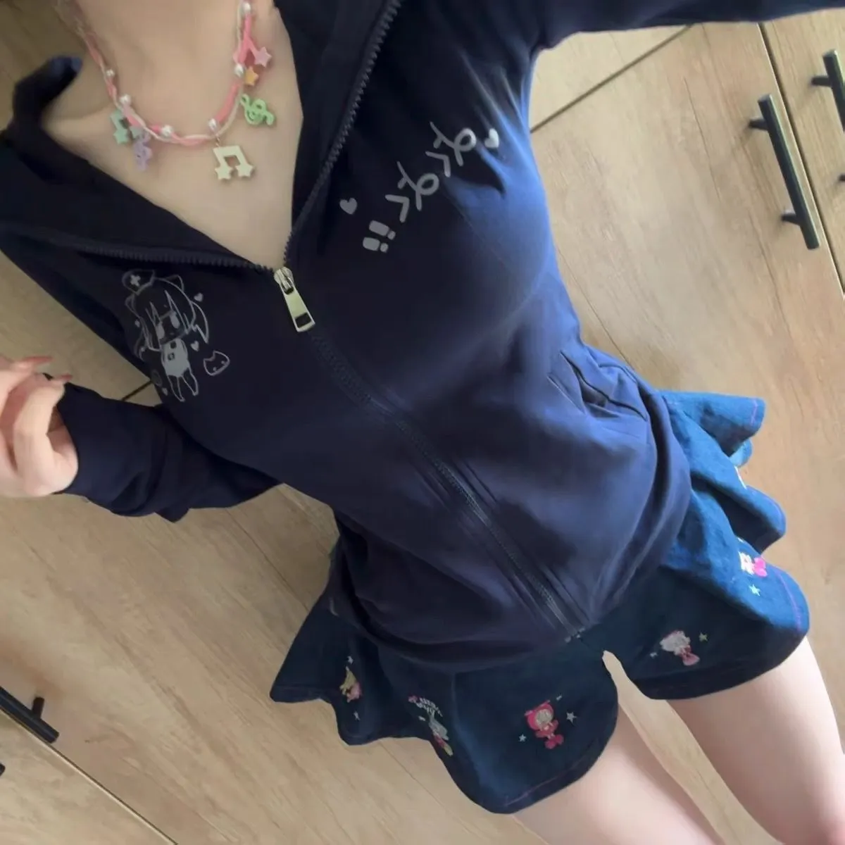 JazzHer Hoodies Zip Up Hooded Women Clothing Slim Oversized Tops Punk Sexy Casual Korea Sweatshirt Gothic Kawaii Sweet Girl Coat Y2k Top
