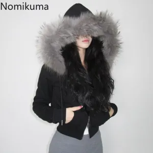 JazzHer Patchwork Furry Hooded Sweatshirt for Women Y2k Tops Streetwear Casual Hoodies 2025 Ropa Mujer Casual Fashion Zipper Crop Hoodie