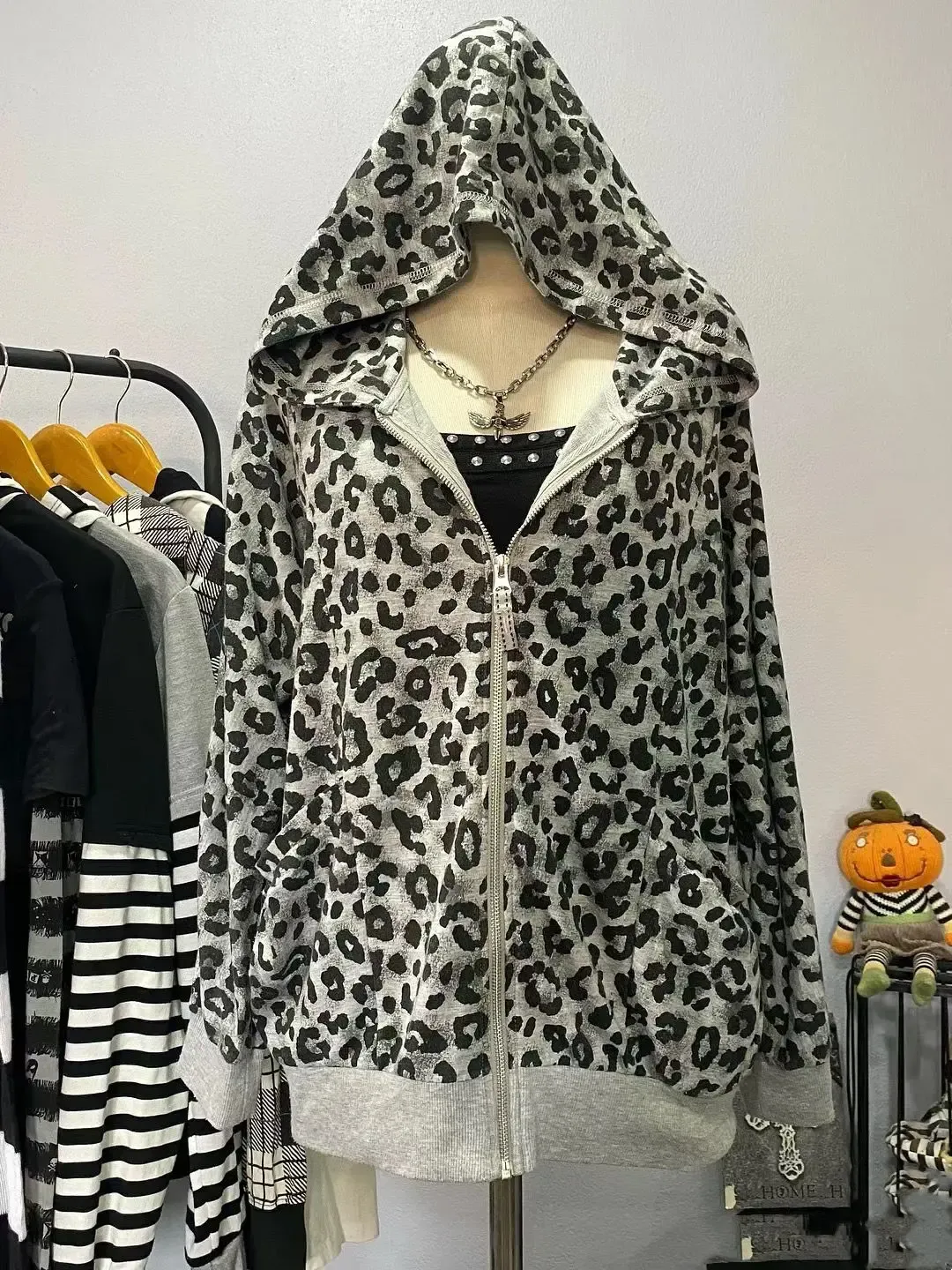 JazzHer Y2k Hoodie Winter Vintage Clothes 90s Women Zip Up Hoodies Letter Punk Oversized Tops Kawaii Sweet Girl Hoody Gothic Sweatshirt