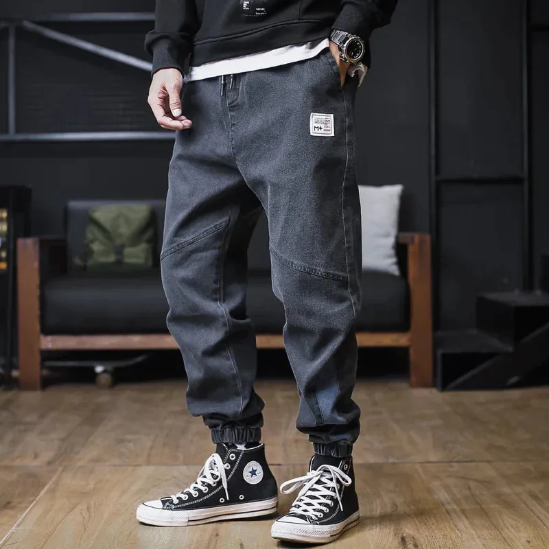 Jeans Men Loose Joggers Streetwear Harem Jeans Cargo Pants Ankle-Length Denim Trousers