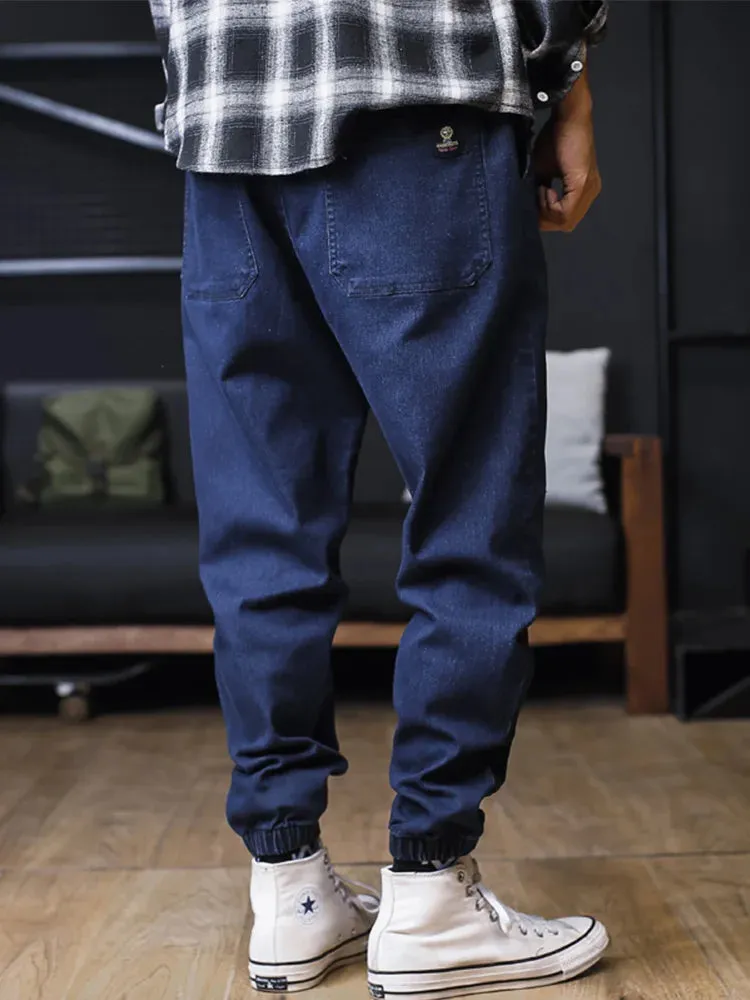 Jeans Men Loose Joggers Streetwear Harem Jeans Cargo Pants Ankle-Length Denim Trousers