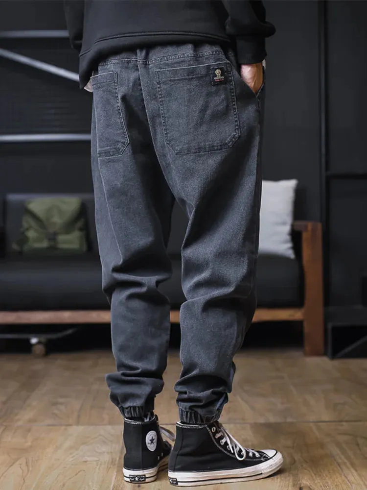 Jeans Men Loose Joggers Streetwear Harem Jeans Cargo Pants Ankle-Length Denim Trousers