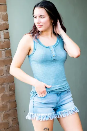 Jojo Button Henley Tank -Ocean