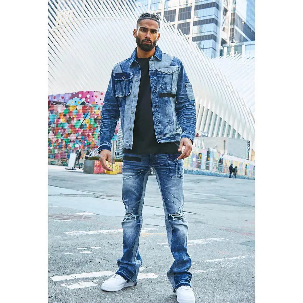 Jordan Craig Men Fort Greene Denim Trucker Jacket (Tonal Blue)