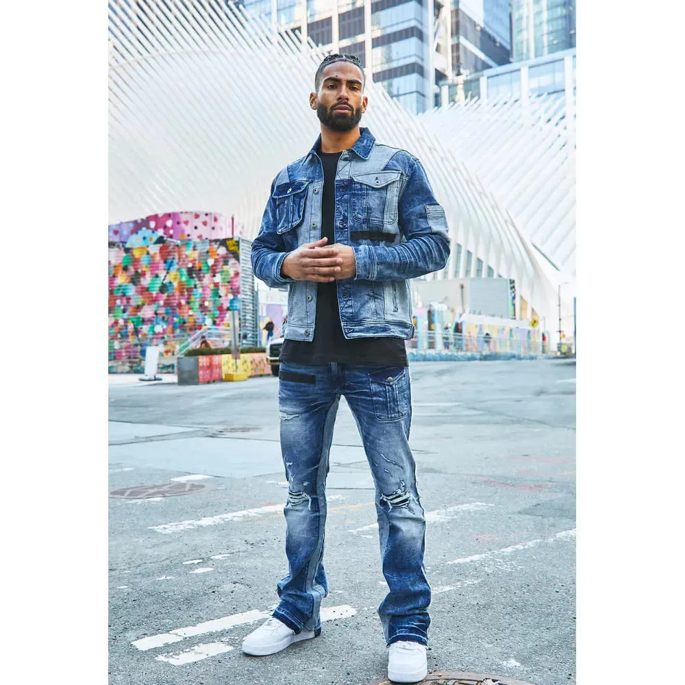 Jordan Craig Men Fort Greene Denim Trucker Jacket (Tonal Blue)