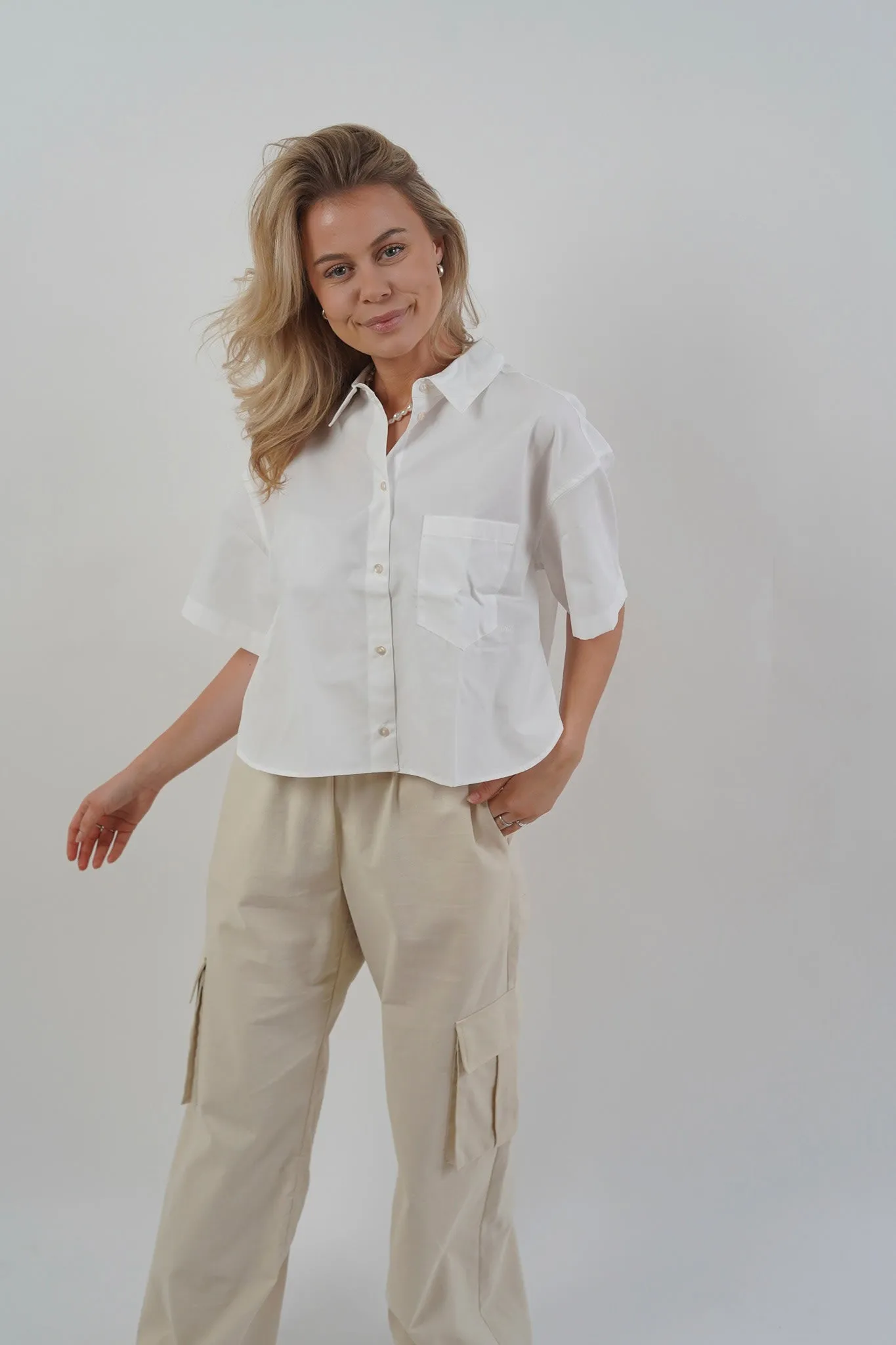 JXMolly Cropped Skjorte - Hvid