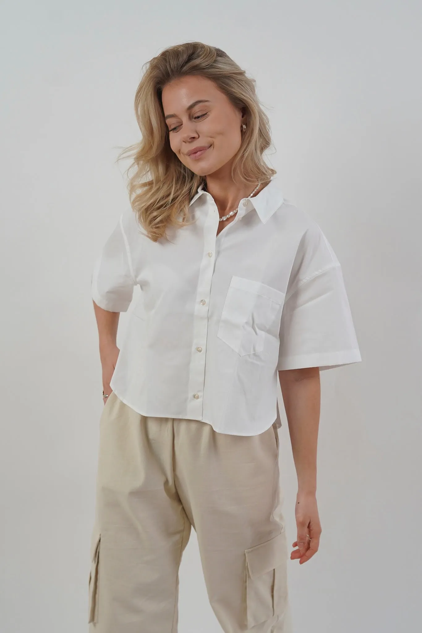 JXMolly Cropped Skjorte - Hvid