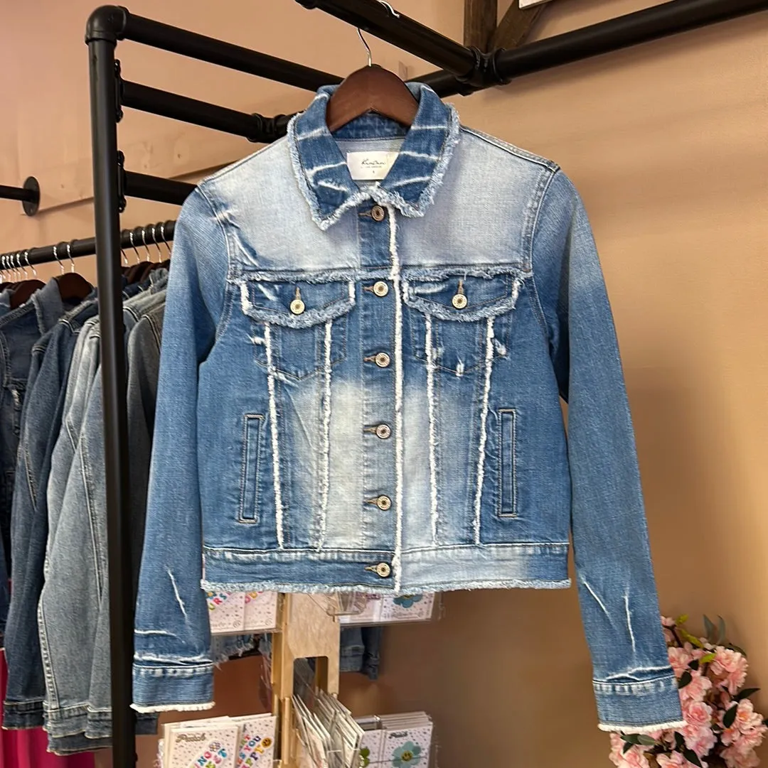 Kancan Raw Hem Medium Wash Denim Jacket