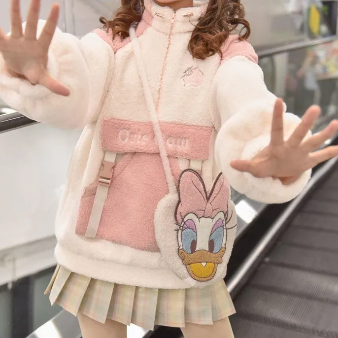 Kawaii Pink Lambswool Fuzzy Hoodie