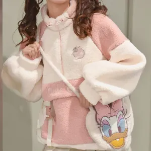 Kawaii Pink Lambswool Fuzzy Hoodie