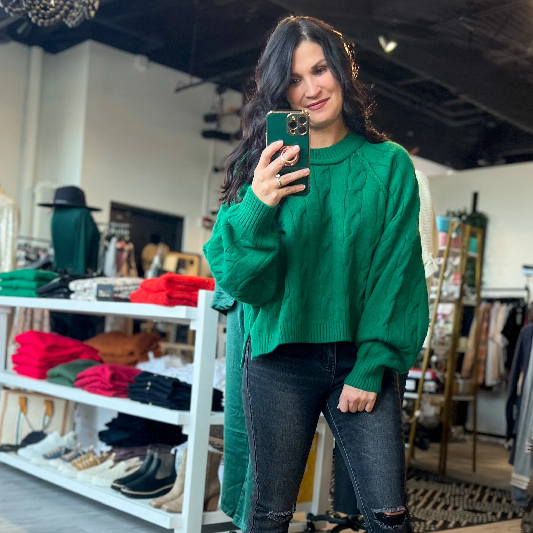 Kelli Green Cropped Sweater
