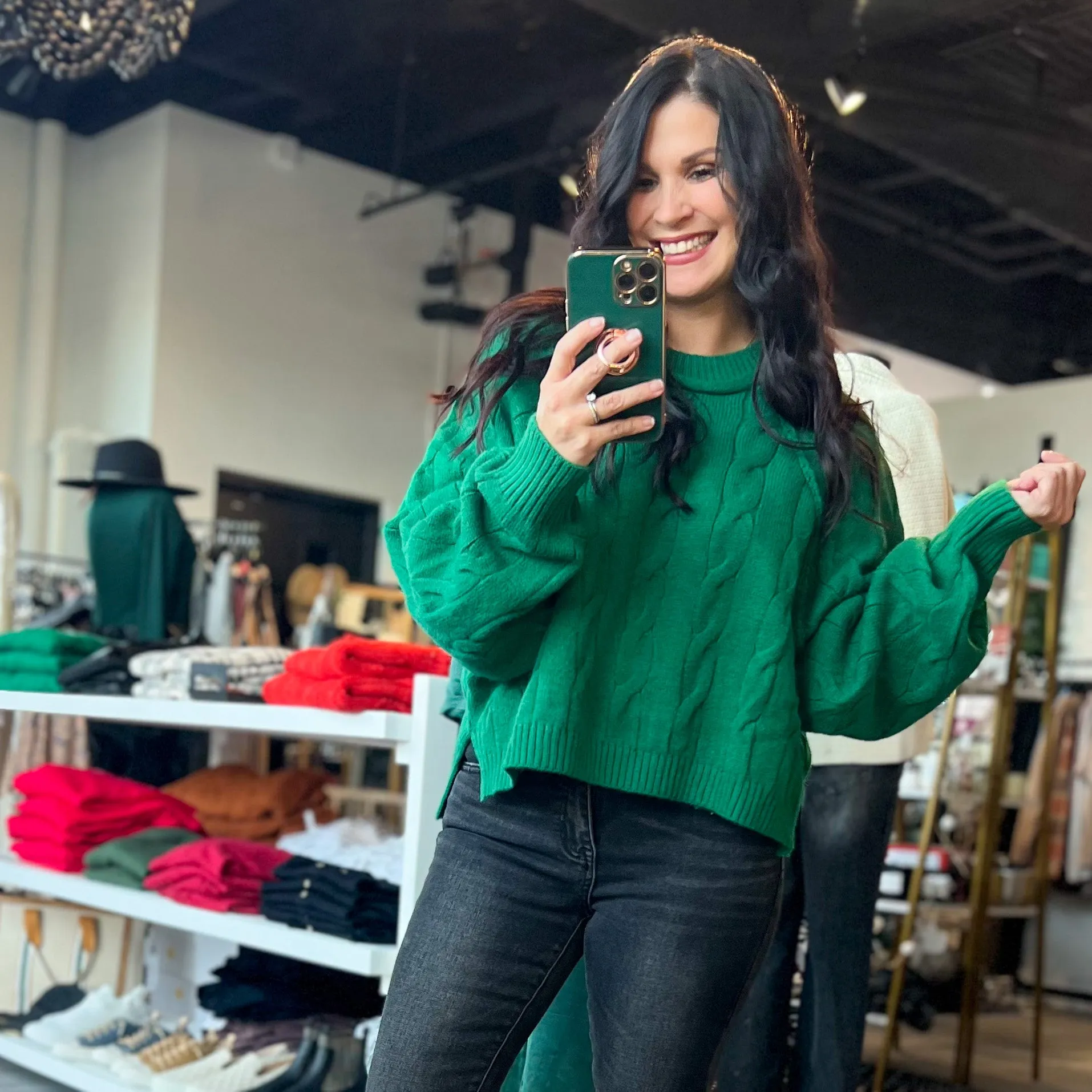 Kelli Green Cropped Sweater