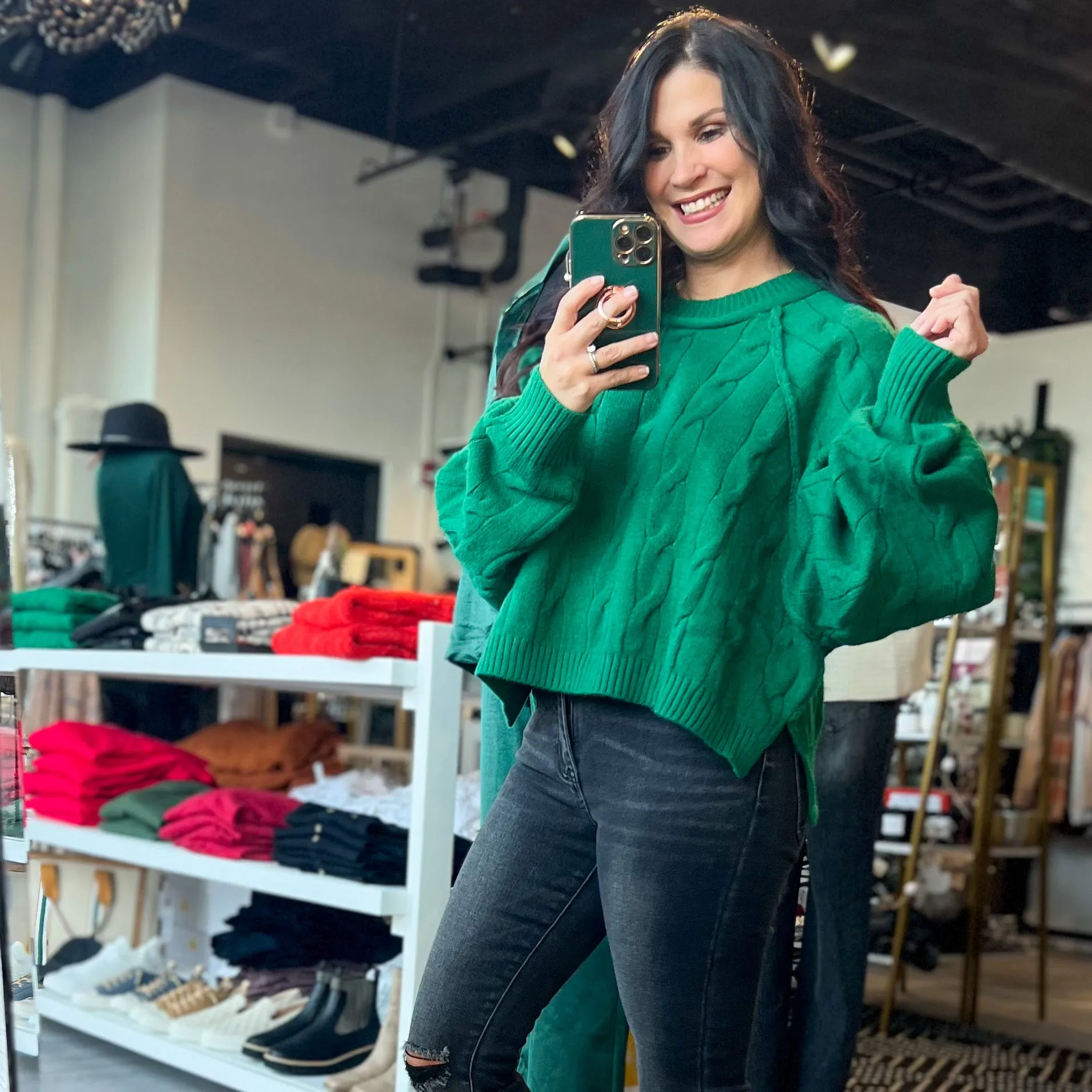 Kelli Green Cropped Sweater
