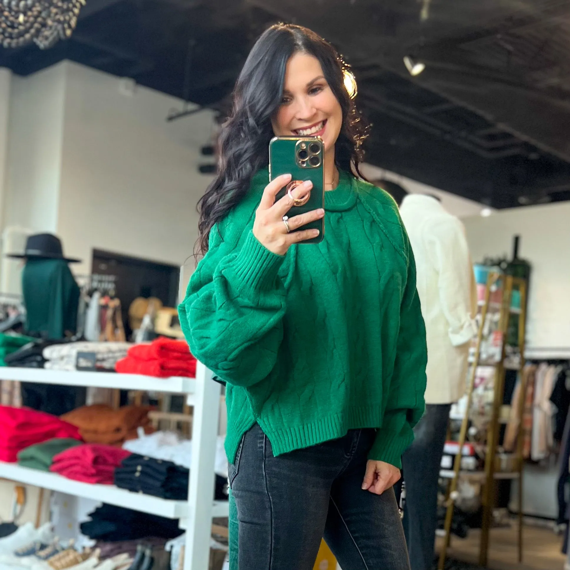 Kelli Green Cropped Sweater
