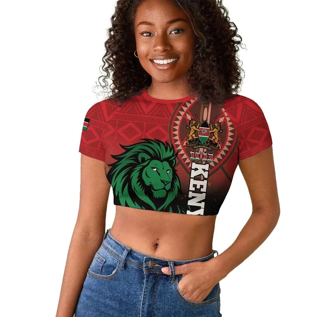 Kenya Independence Day Raglan Cropped T shirt Jamhuri ya Kenya 1963 - African Pattern LT14