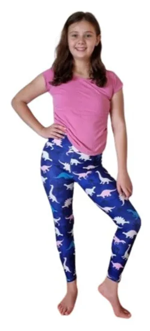 Kids Leggings - LUX Purple Dino