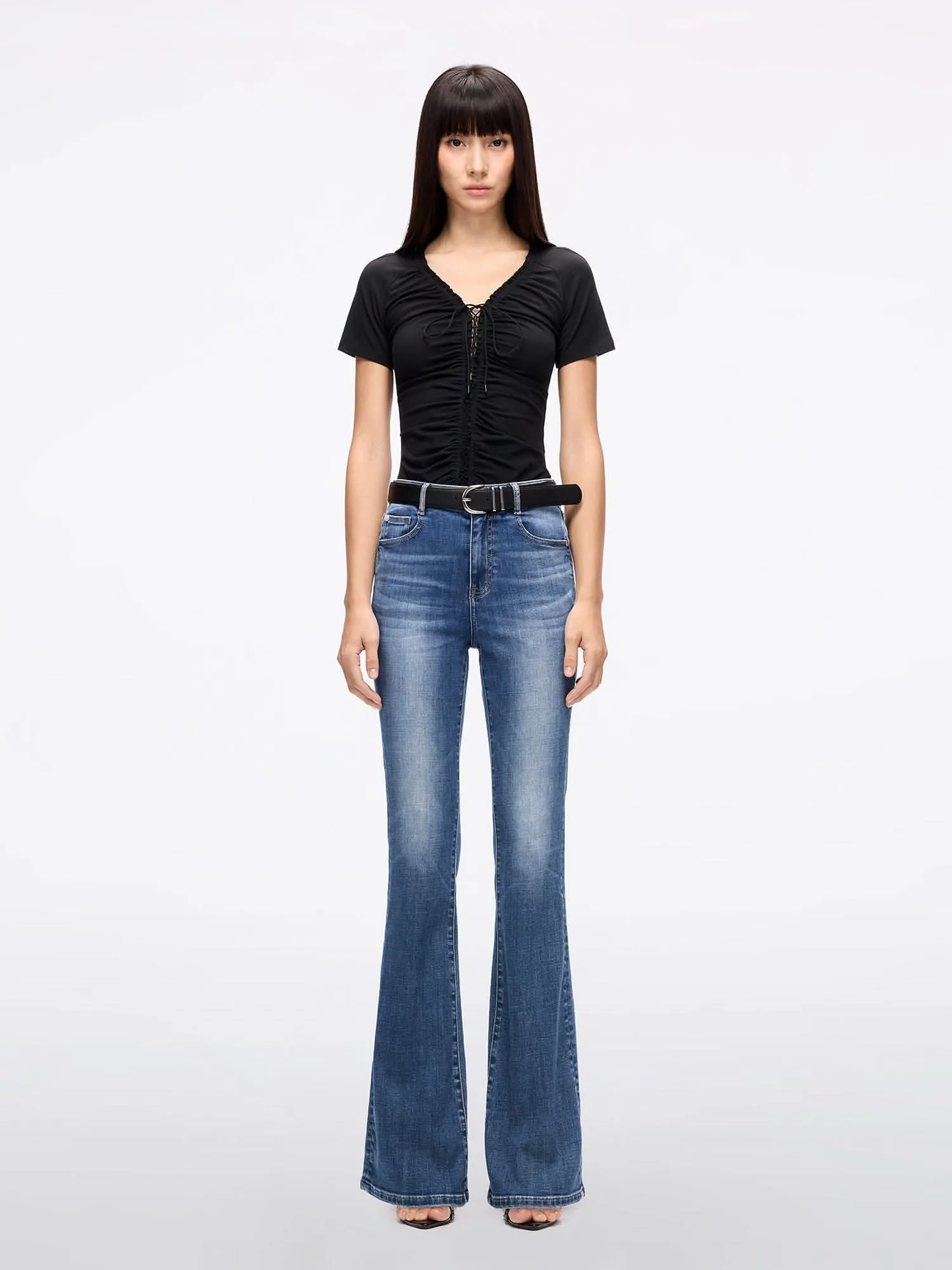 Lace-Up Cropped T-Shirt
