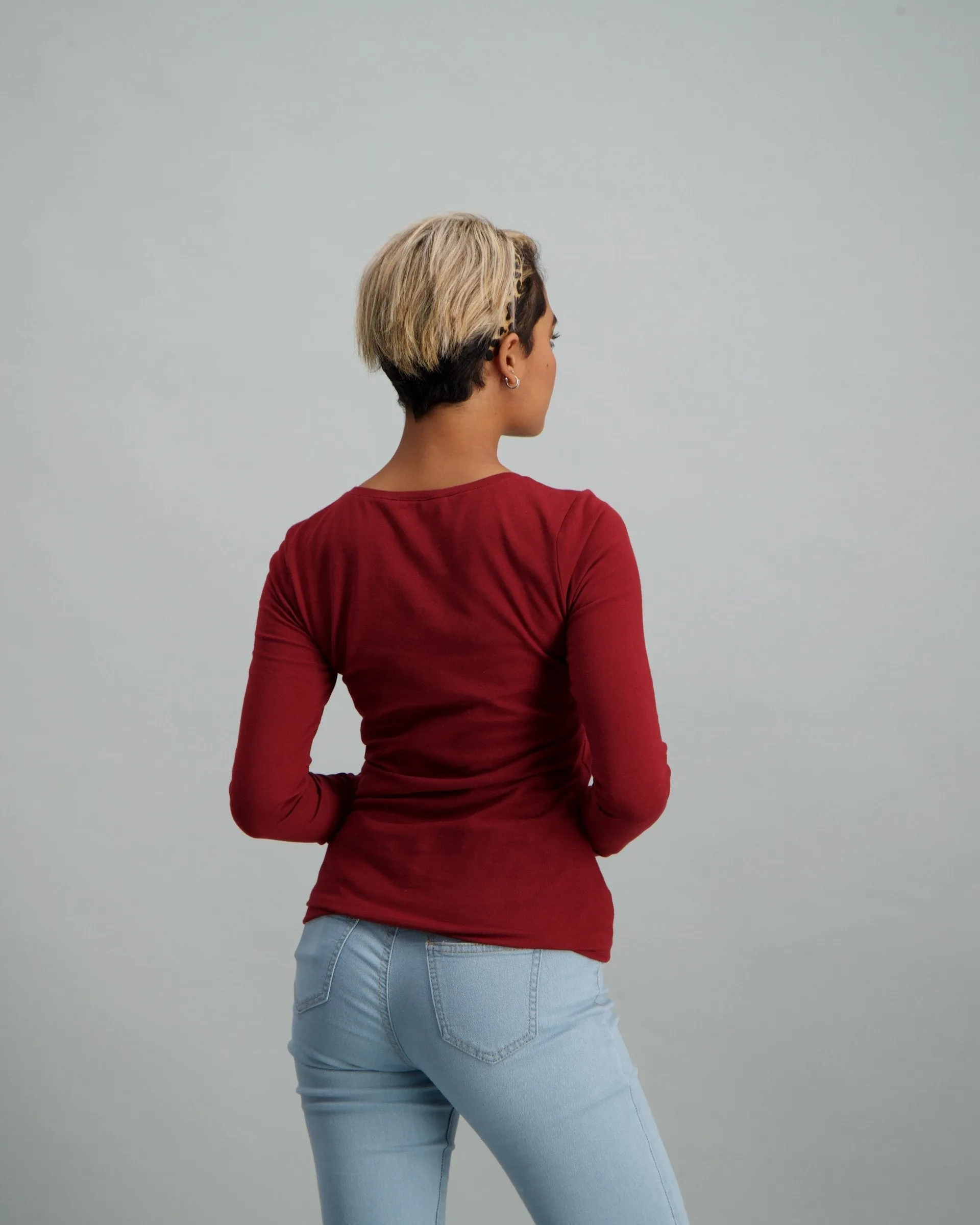 Ladies Long Sleeve Core T-Shirt - Burgundy