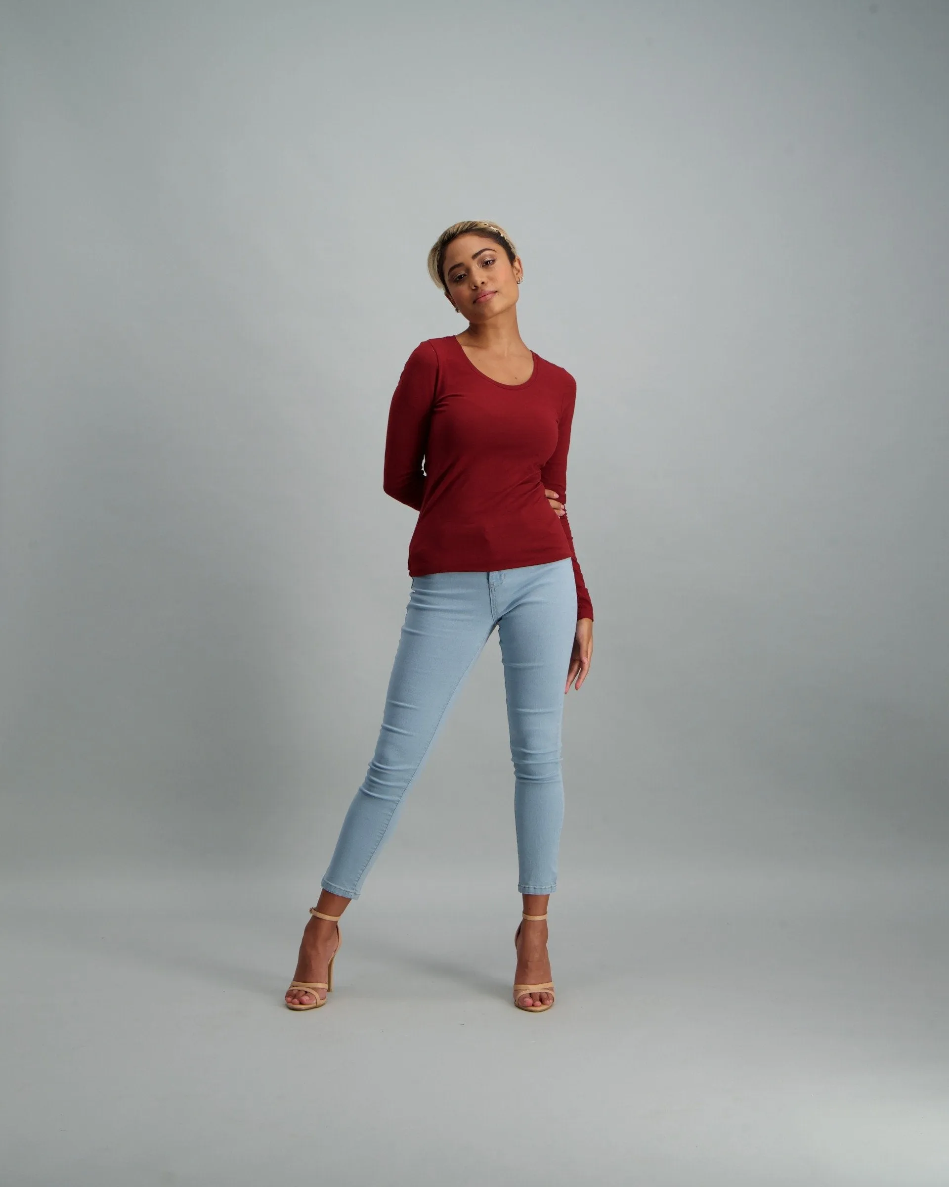 Ladies Long Sleeve Core T-Shirt - Burgundy