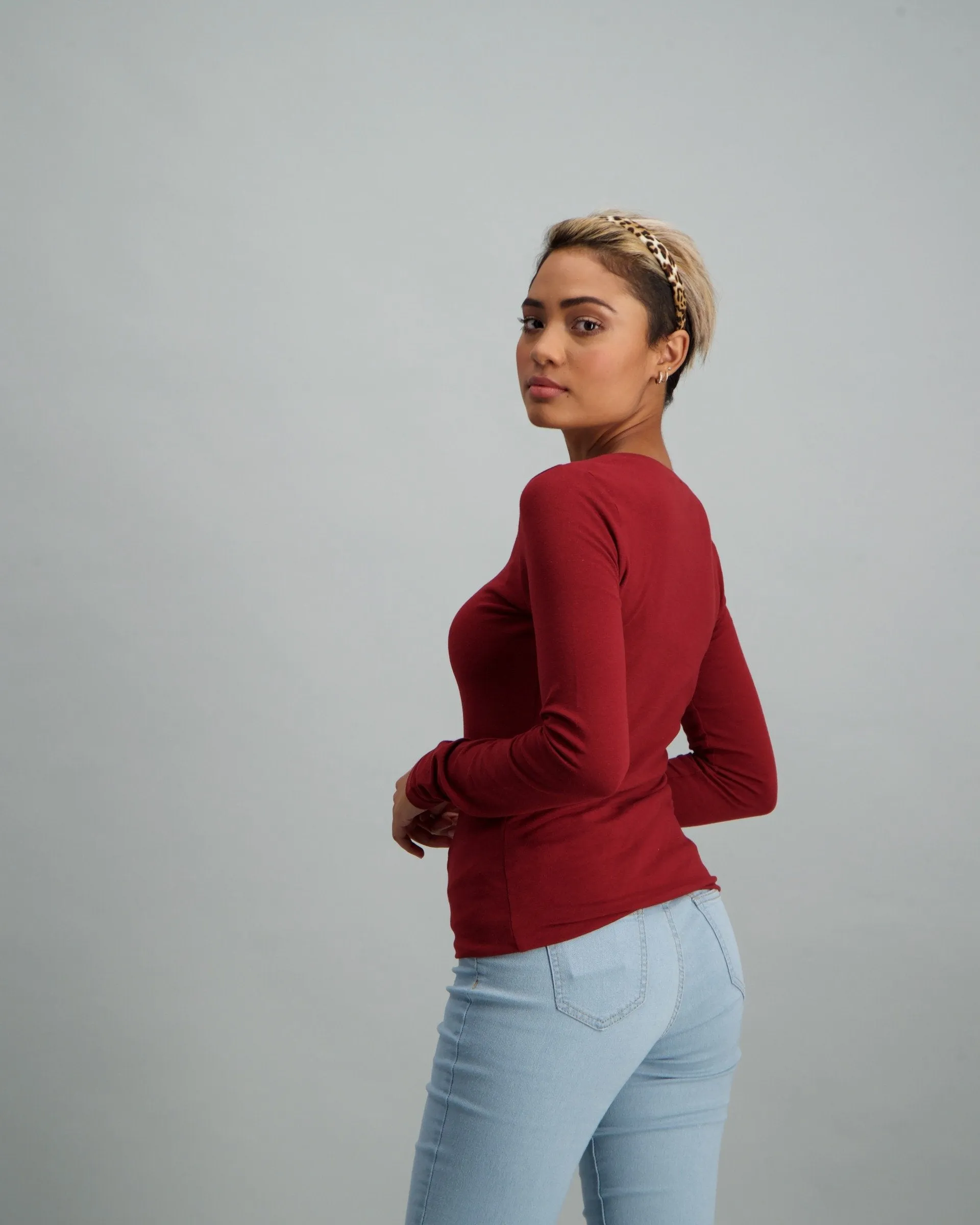 Ladies Long Sleeve Core T-Shirt - Burgundy