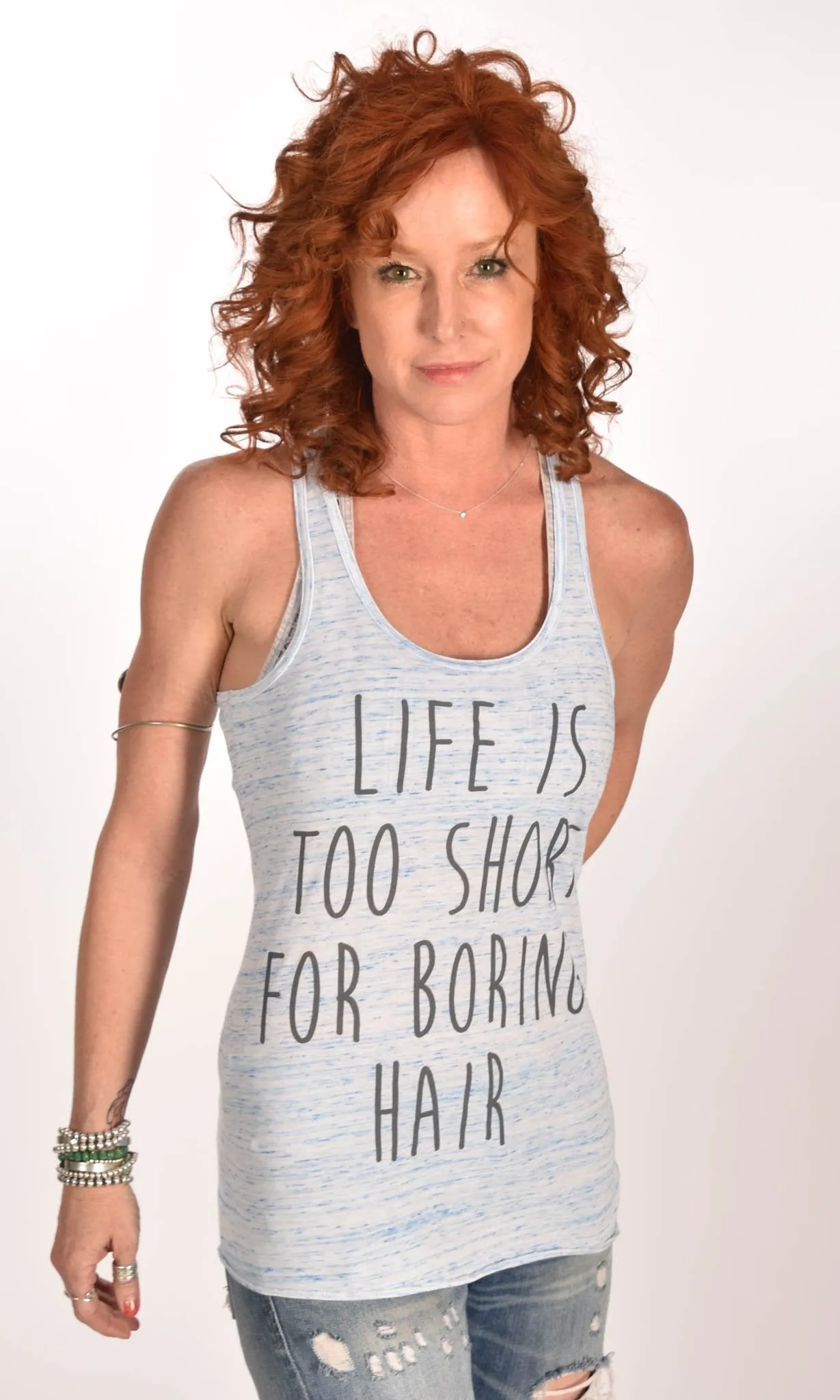 Life Is Too Short For Boring Hair Racerback Tank