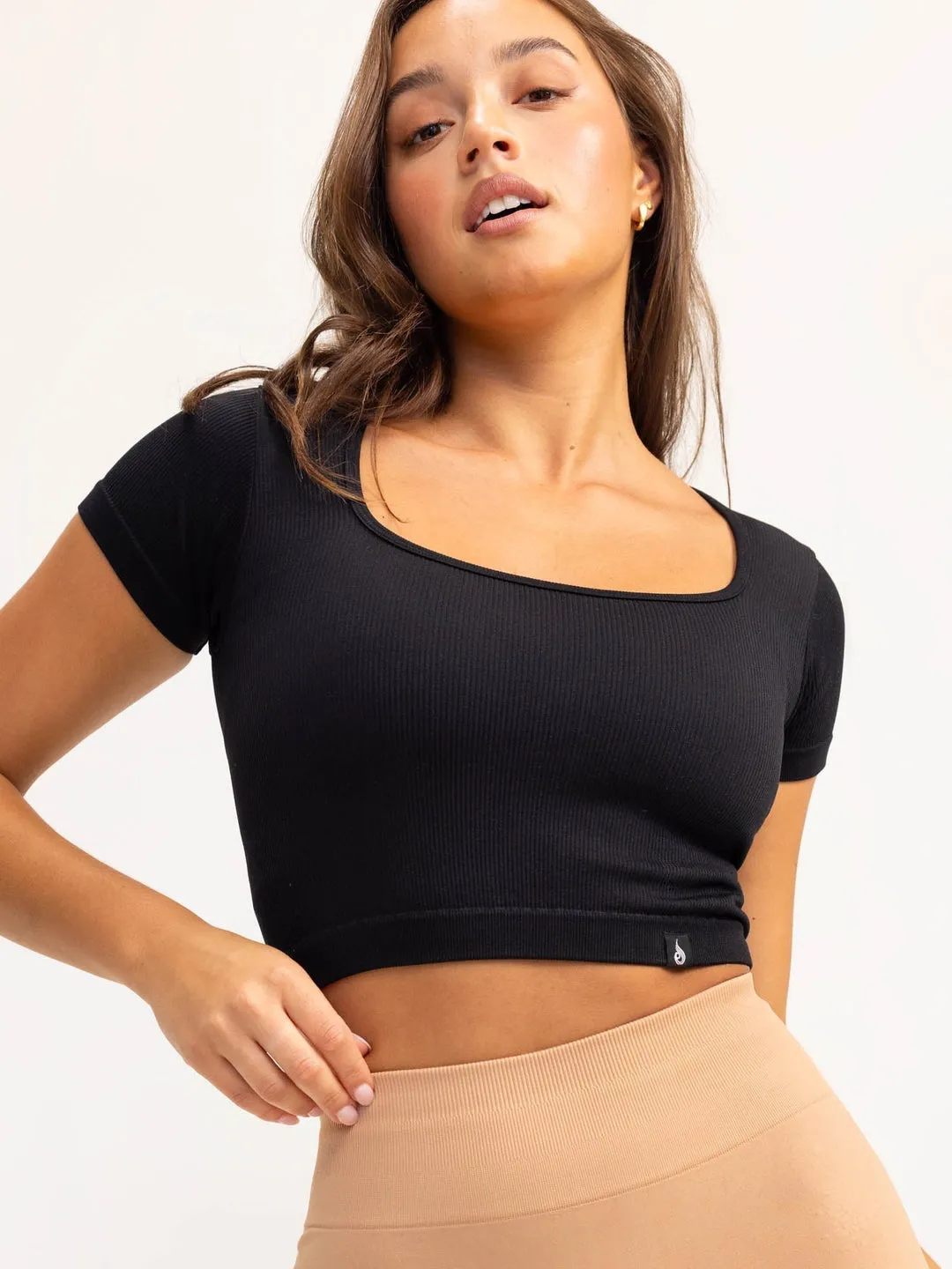 Lift 2.0 Rib Seamless T-Shirt | Black