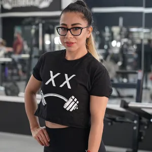 LIFT HEAVY LOGO CROPPED - T-SHIRT BLACK