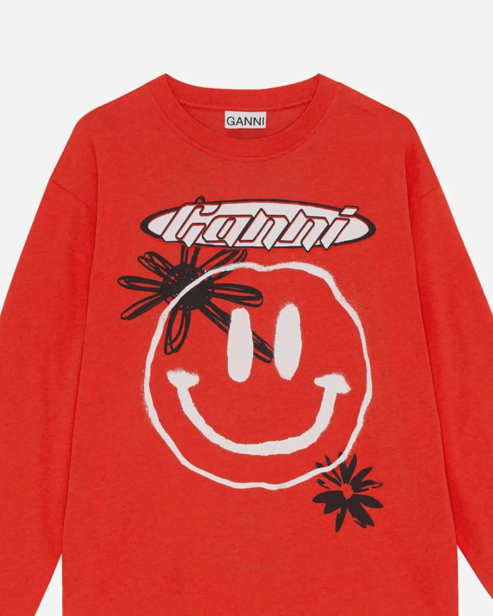 Light Jersey Relaxed Long Sleeve T-shirt - Fiery Red
