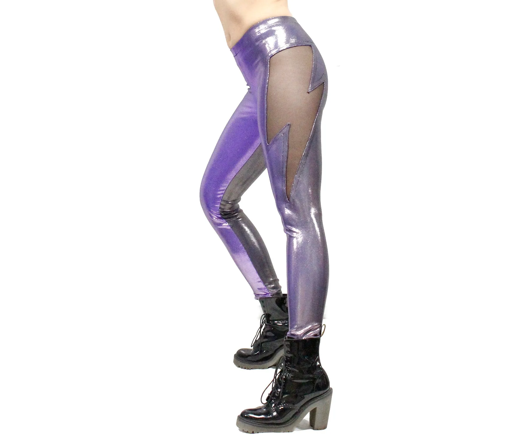 Lightning Leggings in Lavender-Gunmetal Ombré