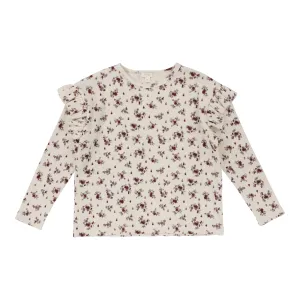 Lil Legs Ruffle Shoulder T-Shirt Long Sleeve - Floral Cluster