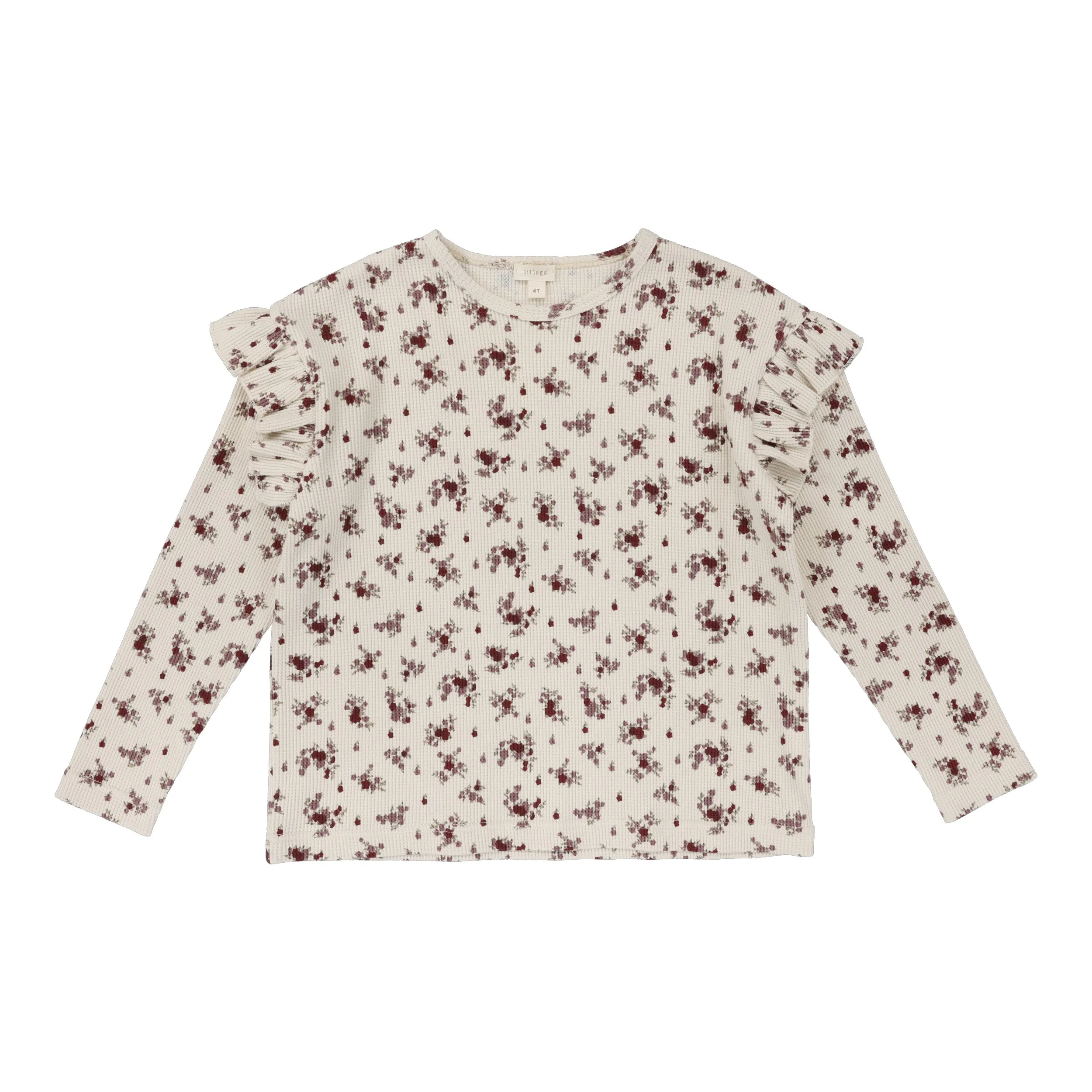 Lil Legs Ruffle Shoulder T-Shirt Long Sleeve - Floral Cluster